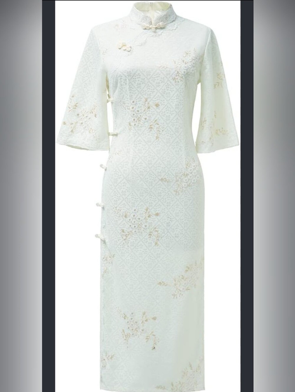 Dress Floral Jacquard Embroidered Chinese cheongsam (or qipao) . Womans M. NWOT